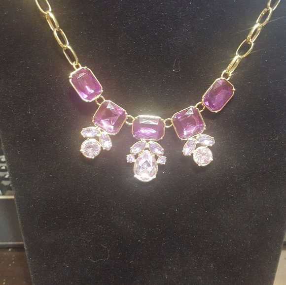 Goldtone Fashion Crystal Necklace - Picture 2 of 2